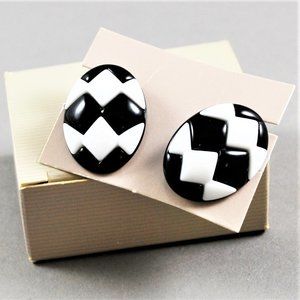 1987 Avon Sunsations Collection Black and White Clip Earrings
